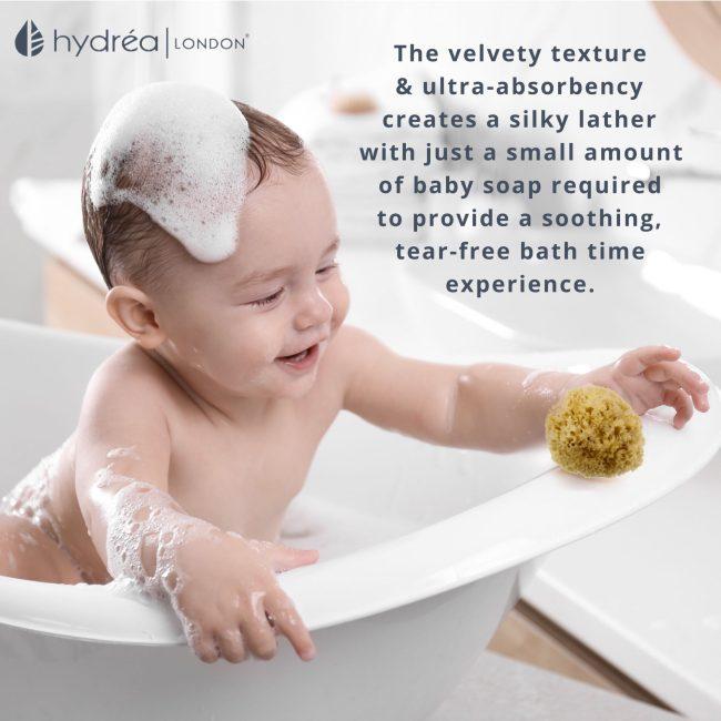 Hydréa London Baby Bliss Newborn BathTime Gift Set – Sea Sponge Set + Bamboo Wash Mitt