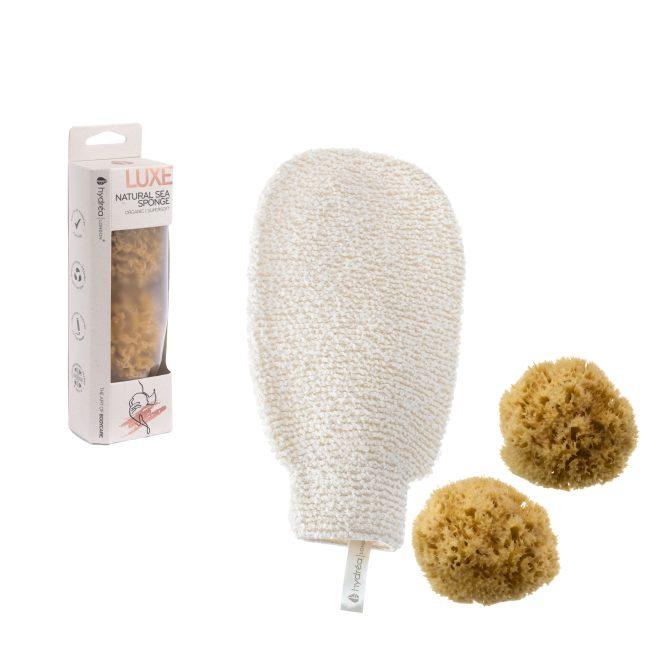 hydréa london Baby Bliss Newborn BathTime Gift Set – Sea Sponge Set + Bamboo Wash Mitt