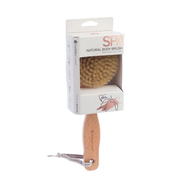 Hydréa London Classic Dry & Wet Body Brush With Short Handle Natural Bristle & FSC® Certified Beechwood