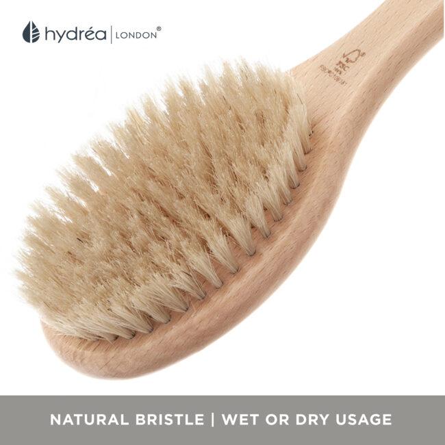 Hydréa London Long-Handled Wet & Dry Body Brush – FSC® Certified Beechwood With Natural Bristle