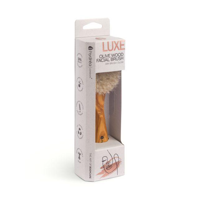 Hydréa London Premium Olive Wood Facial Brush – Exfoliating Natural Bristle