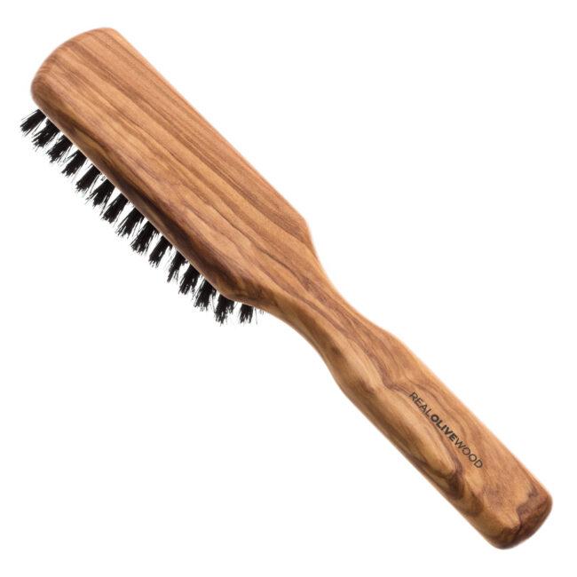 Hydréa London Premium Olive Wood Styling Hair Brush With Pure Boar Bristles – Smooth & Shine