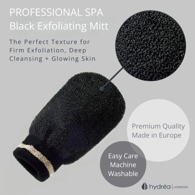 Hydréa London Professional Exfoliating Spa Mitt Black