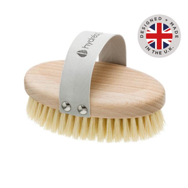 hydréa london Professional Vegan Dry Body Brush FSC® Certified Beechwood with Cactus Bristle for Exfoliation & Detox