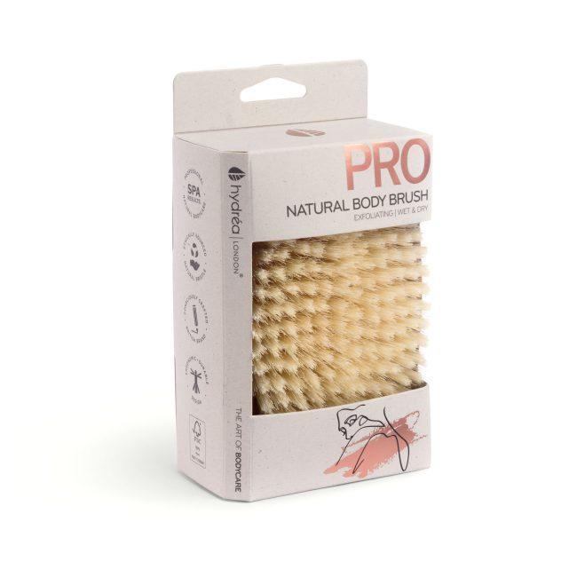 Hydréa London Professional Wet & Dry Body Brush FSC® Certified Beechwood With Natural Bristle For Exfoliation & Detox