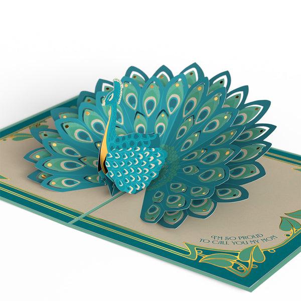 I Love Pop Art Deco Mother's Day Peacock Pop-Up Card