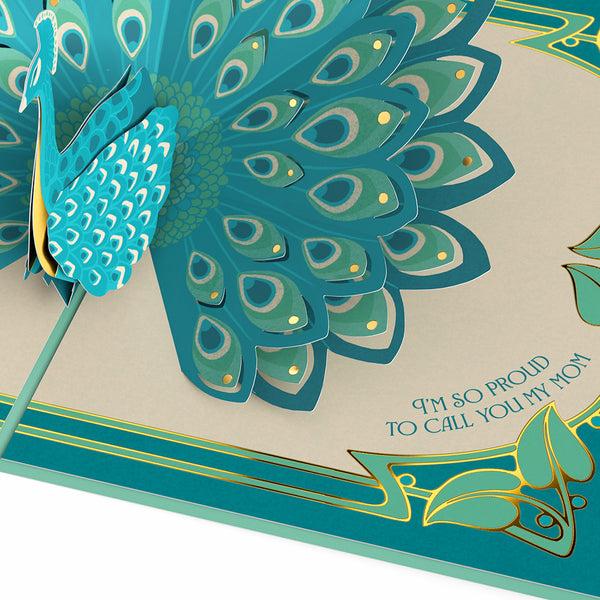 I Love Pop Art Deco Mother's Day Peacock Pop-Up Card