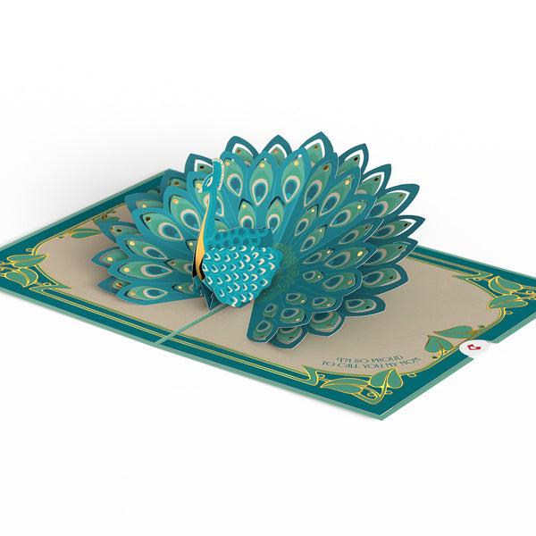 I Love Pop Art Deco Mother's Day Peacock Pop-Up Card