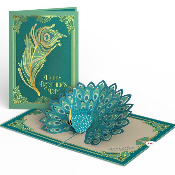 i love pop Art Deco Mother's Day Peacock Pop-Up Card