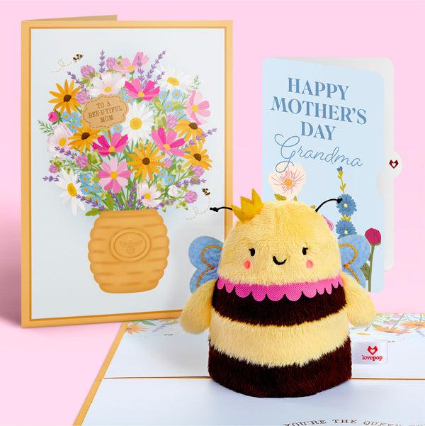 i love pop Bee-u-tiful Mom' Queen Bee Mother's Day Plushpop Card and Sentiment Set for Grandma