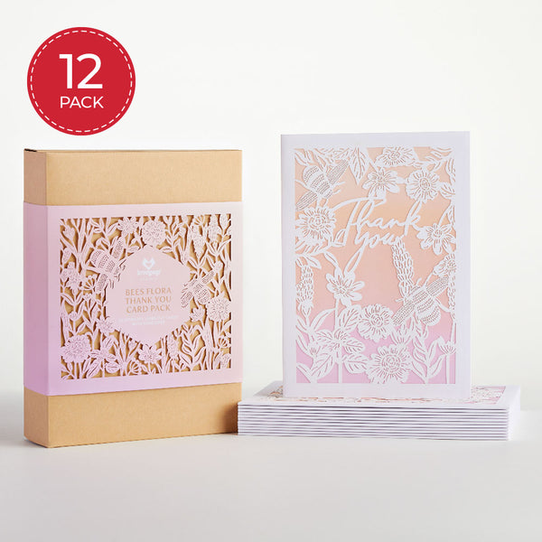 i love pop Bees Flora Thank You Card Pack (12-Pack): Lovepop Moments™ Card