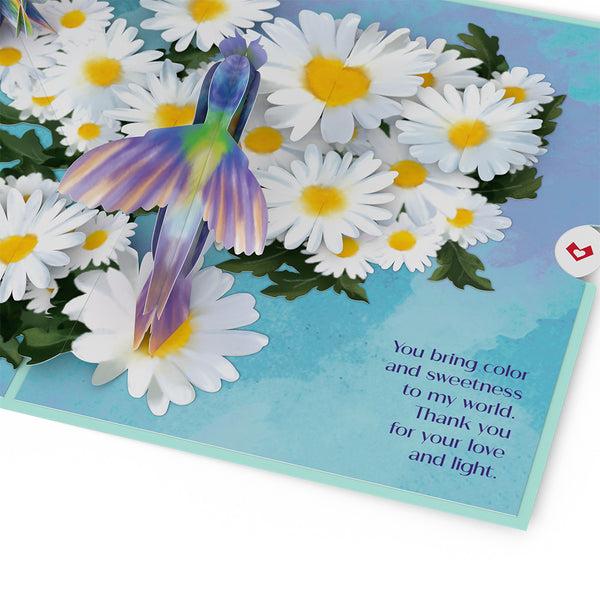 I Love Pop Beloved Grandparents Daisy Patch Hummingbirds Pop-Up Card