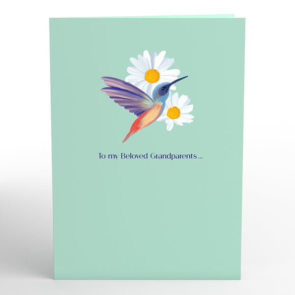 I Love Pop Beloved Grandparents Daisy Patch Hummingbirds Pop-Up Card