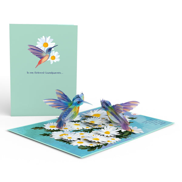 i love pop Beloved Grandparents Daisy Patch Hummingbirds Pop-Up Card