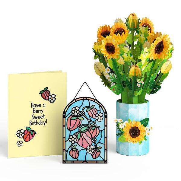i love pop Berry Sweet Birthday Suncatcher Card & Pop-Up Bouquet Bundle