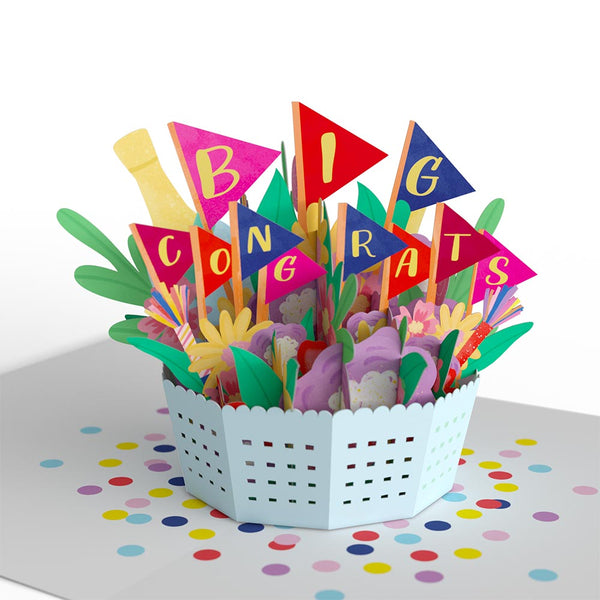 I Love Pop Big Congrats Flower Basket Paperpop Card®