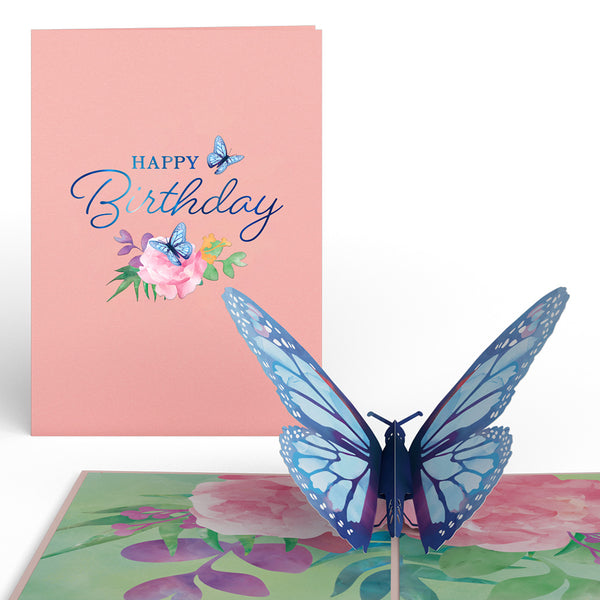 I Love Pop Birthday Butterfly Pop-Up Card & Suncatcher Bouquet Bundle
