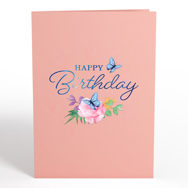 I Love Pop Birthday Butterfly Pop-Up Card & Suncatcher Bouquet Bundle