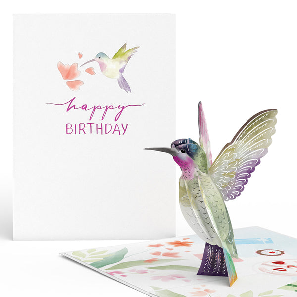 I Love Pop Birthday Hummingbird Pop-Up Card & Suncatcher Bouquet Bundle