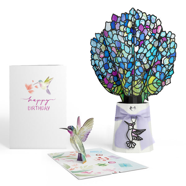 i love pop Birthday Hummingbird Pop-Up Card & Suncatcher Bouquet Bundle