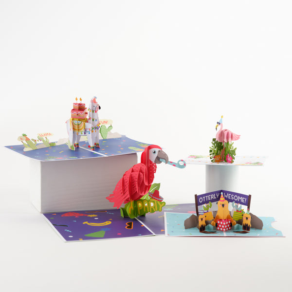 I Love Pop Birthday Party Animals 4-in-1 Nesting Card