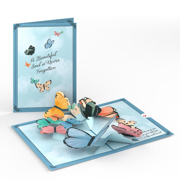i love pop Celebration of Life Sympathy Butterflies Pop-Up Card