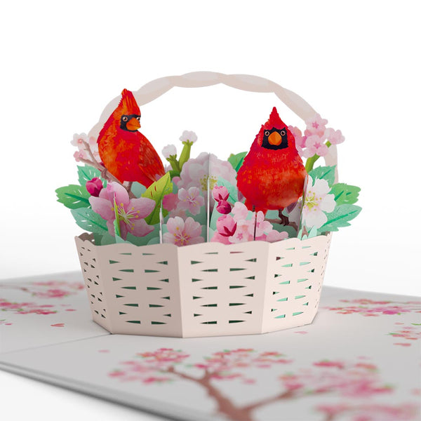 I Love Pop Cherry Blossom Basket With Cardinals Easter Pop-Up Card And Sentiment Set