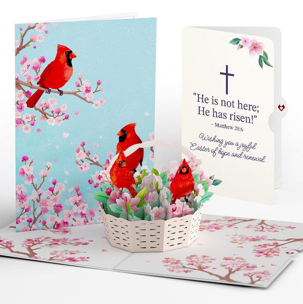 i love pop Cherry Blossom Basket with Cardinals Easter Pop-Up Card and Sentiment Set