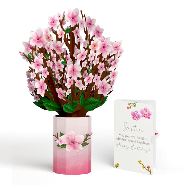 i love pop Cherry Blossom Birthday Bouquet and Sentiment Set for Sister