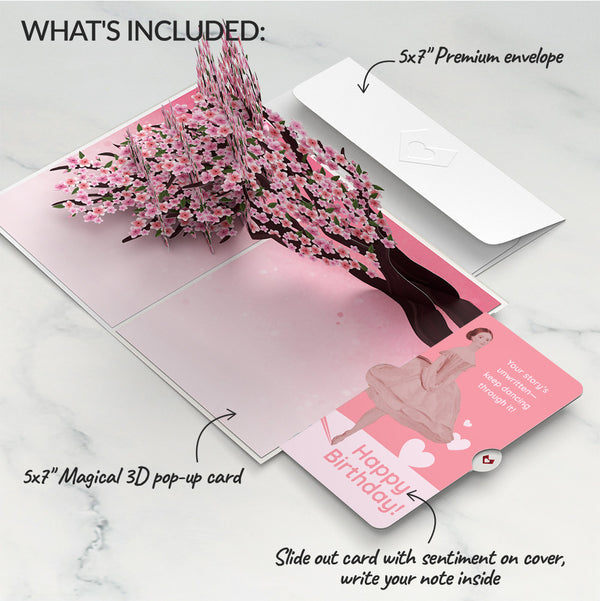 I Love Pop Cherry Blossom Branches In Bloom Birthday Pop-Up Card And Dancing Through Life Sentiment Set