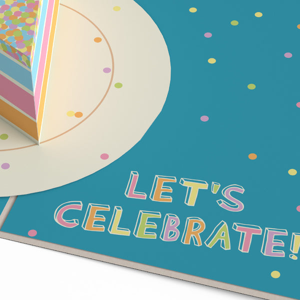 I Love Pop Confetti Birthday Cake Slice Pop-Up Card