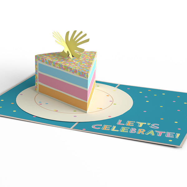 I Love Pop Confetti Birthday Cake Slice Pop-Up Card
