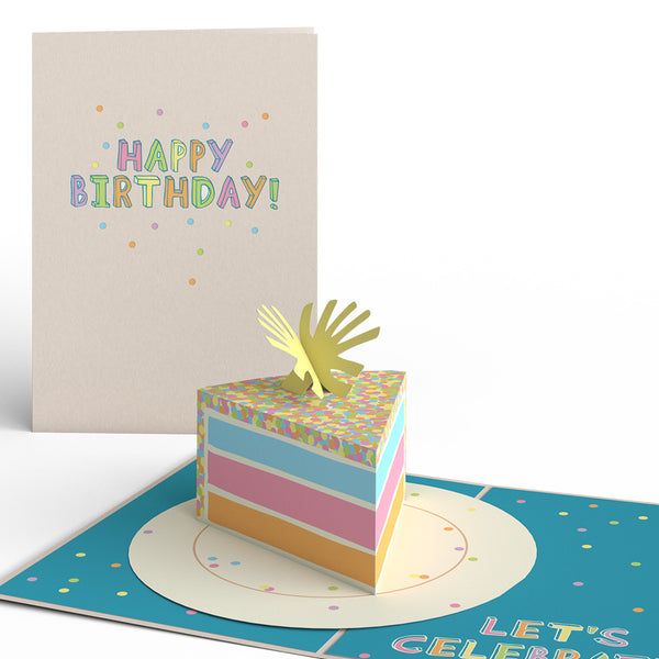 i love pop Confetti Birthday Cake Slice Pop-Up Card
