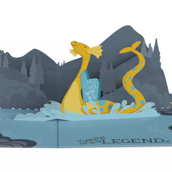 I Love Pop Dad You're A Legend Loch Ness Monster Birthday Pop-Up Card And Sentiment Set