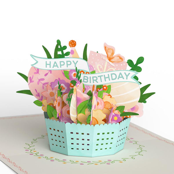 I Love Pop Delicate Floral Happy Birthday Basket Paperpop Card®