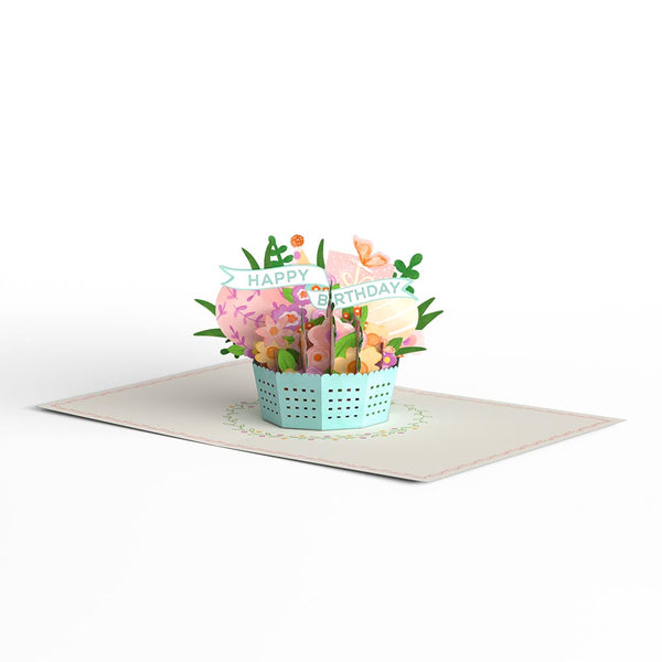 I Love Pop Delicate Floral Happy Birthday Basket Paperpop Card®