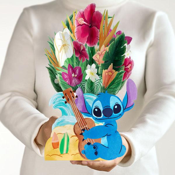 I Love Pop Disney's Stitch Birthday Pop-Up Card & Flower Buds Bouquet Bundle