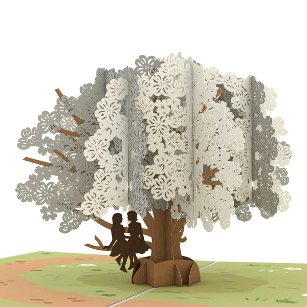 I Love Pop Dogwood Love Scene Gray Same Sex Female Pop-Up Card