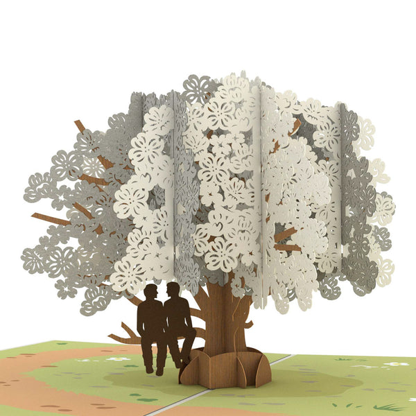 I Love Pop Dogwood Love Scene Gray Same Sex Male Pop-Up Card