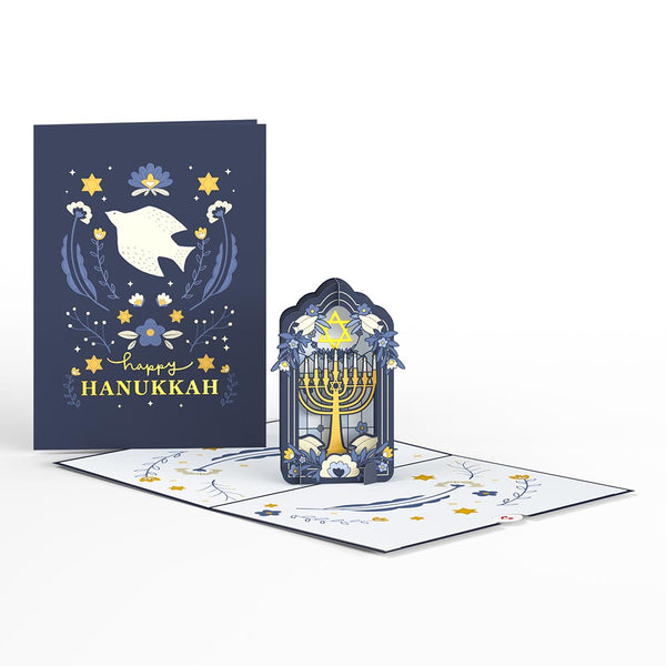 i love pop Elegant Stained Glass Hanukkah Pop-Up Card