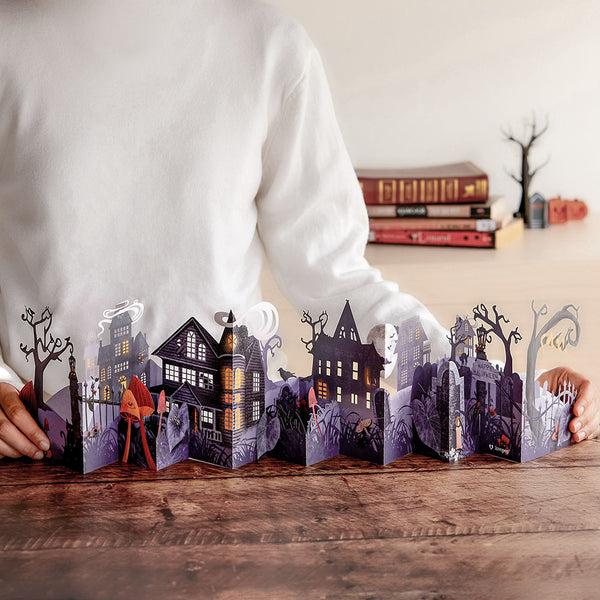 i love pop Enchantingly Eerie Halloween Village Loooooong Card™ (Expands to 2 feet)