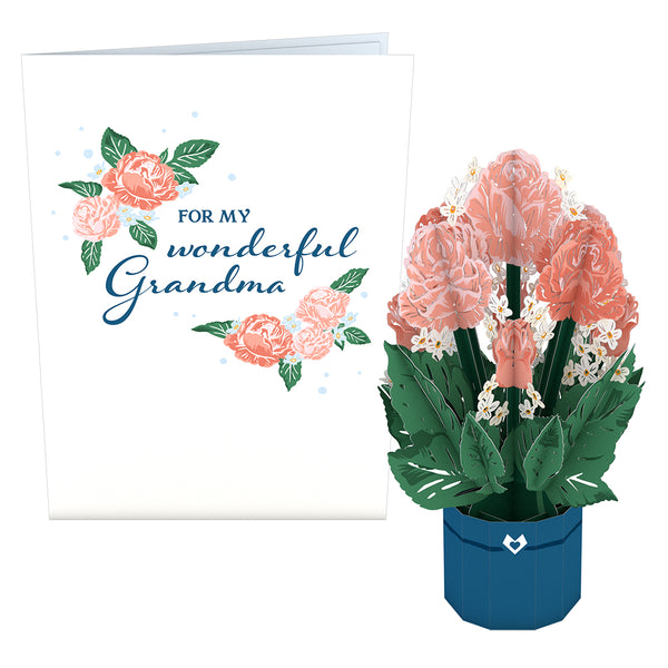 I Love Pop For My Wonderful Grandma Card With Mini Bouquet
