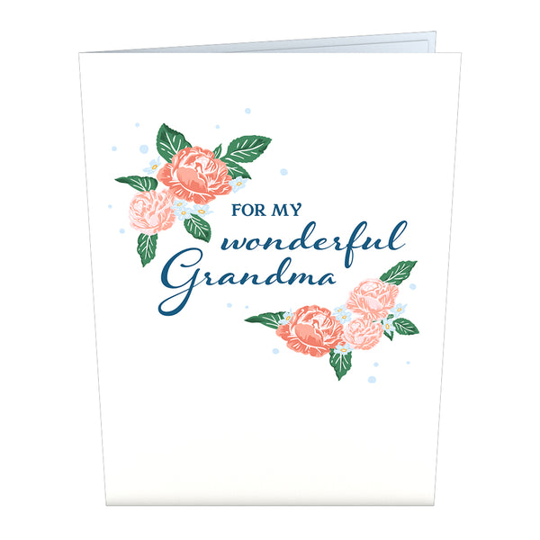 I Love Pop For My Wonderful Grandma Card With Mini Bouquet