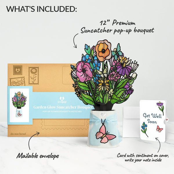 I Love Pop Garden Glow Get Well Soon Suncatcher Bouquet And Sentiment Set