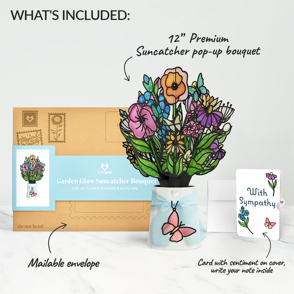 I Love Pop Garden Glow Sympathy Suncatcher Bouquet And Sentiment Set