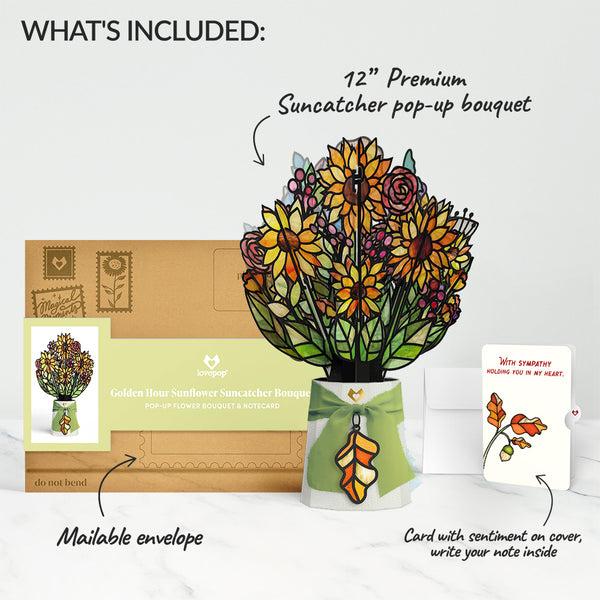 I Love Pop Golden Hour Sunflower Sympathy Suncatcher Bouquet And Sentiment Set