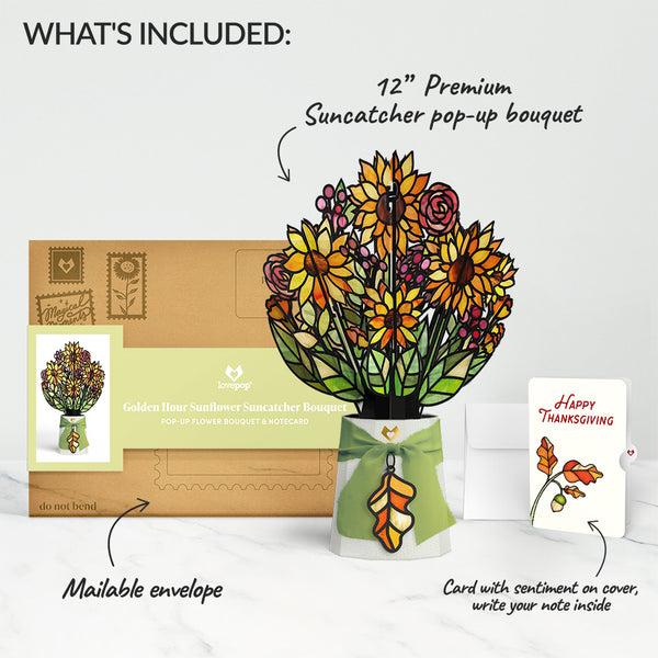 I Love Pop Golden Hour Sunflower Thanksgiving Suncatcher Bouquet And Sentiment Set
