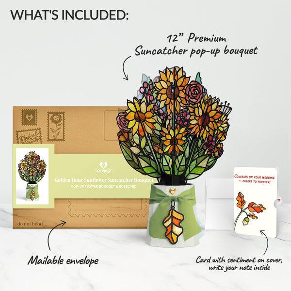 I Love Pop Golden Hour Sunflower Wedding Suncatcher Bouquet And Sentiment Set