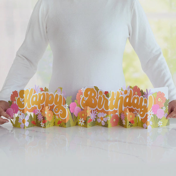 I Love Pop Groovy Florals Birthday Loooooong Card™ (Expands To 2 Feet)