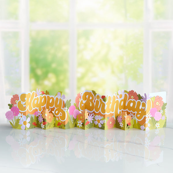 i love pop Groovy Florals Birthday Loooooong Card™ (Expands to 2 feet)